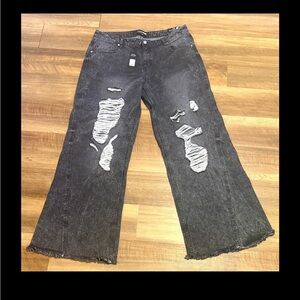Fashion Nova Mellowed Out Ripped Baggy Wide Leg Jeans Size 15 Women’s